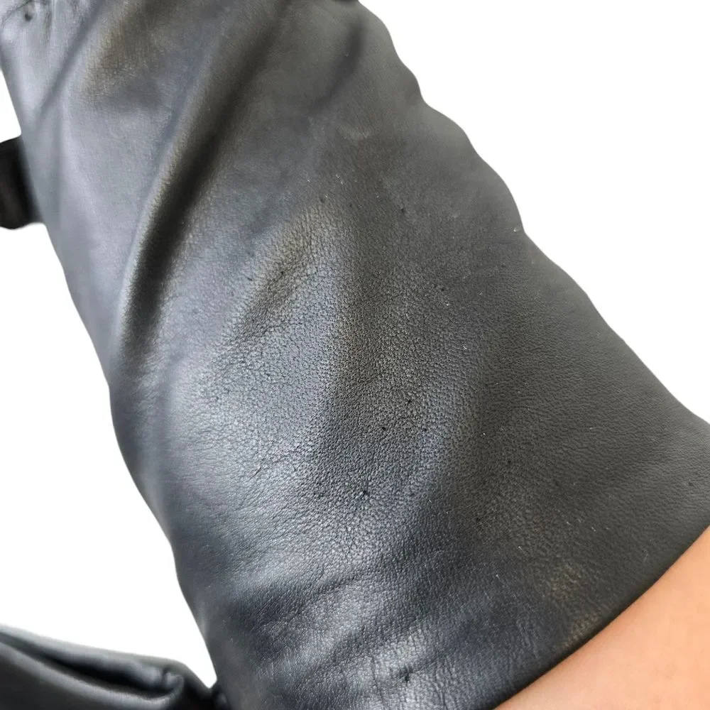 NWT Vintage Fownes Women's Size 7 Buckle Strap Long Black Genuine Leather Gloves
